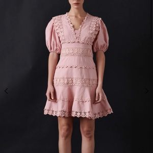 DRESS - Endless Rose Puff Sleeve Plunging Lace Dress